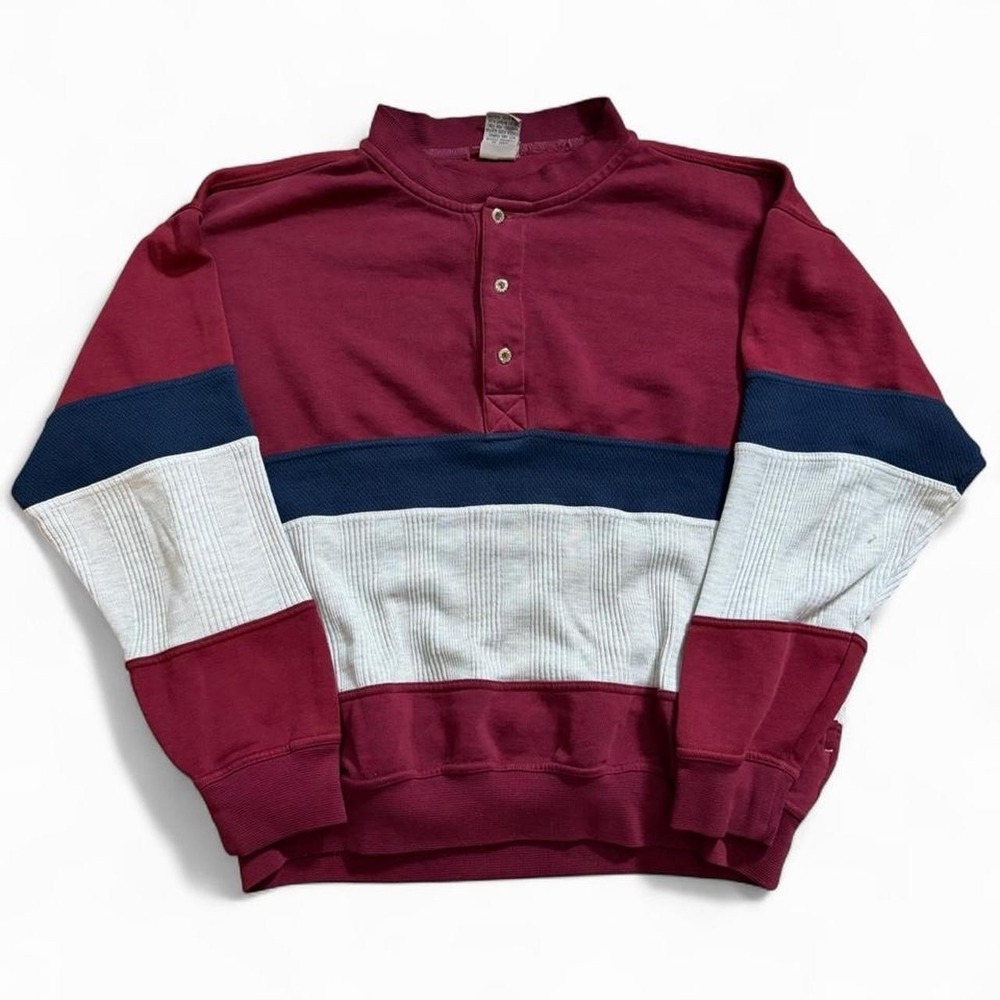 Vintage Windridge Henley Long sleeve Sweater Men's Size Large Colorblock 90s